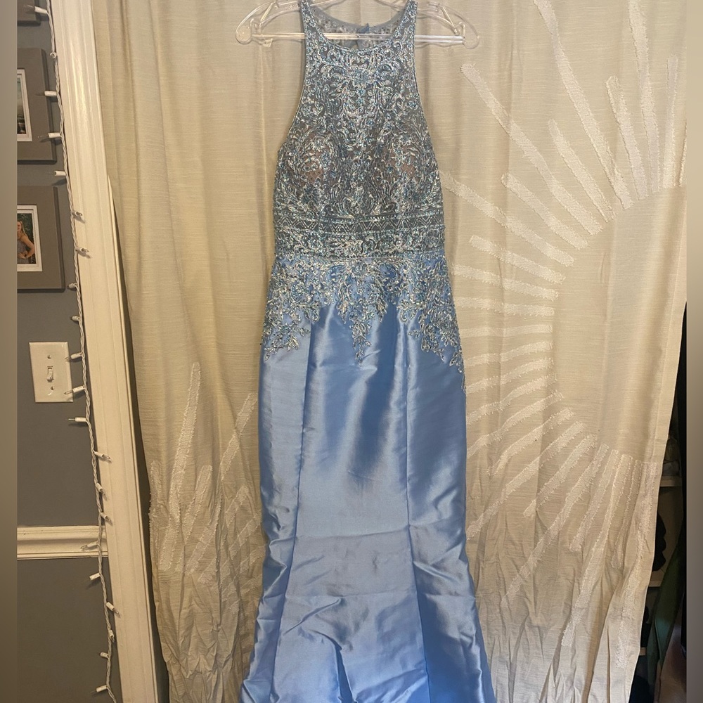 Light Blue Sequenced Prom Dress
